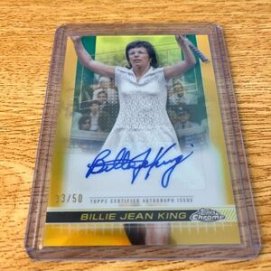 2024 TOPPS CHROME TENNIS VARIATION AUTO BILLIE JEAN KING GOLD 33/50